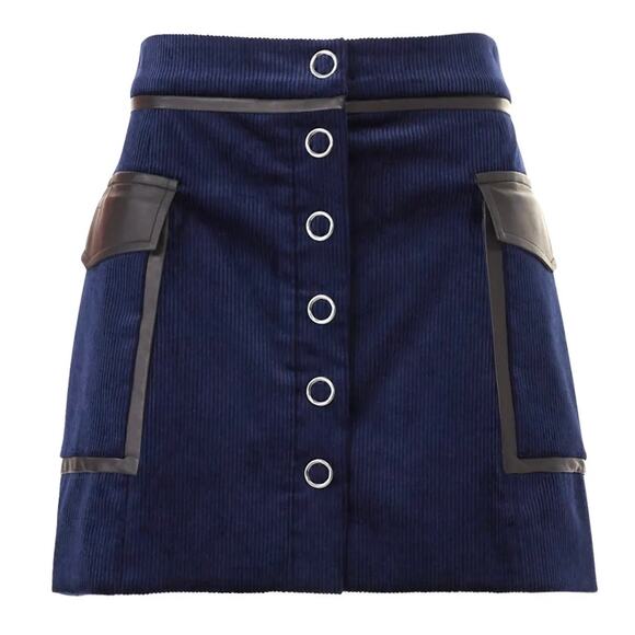 Ramy Brook Navy Corduroy Drea Skirt 12 - Picture 4 of 11